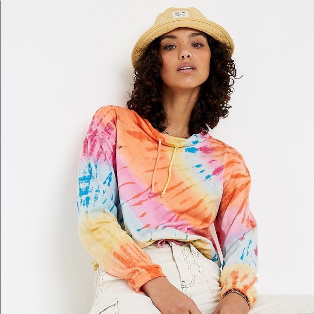 UO Buster Drawstring Hem Tie-Dye Sweater